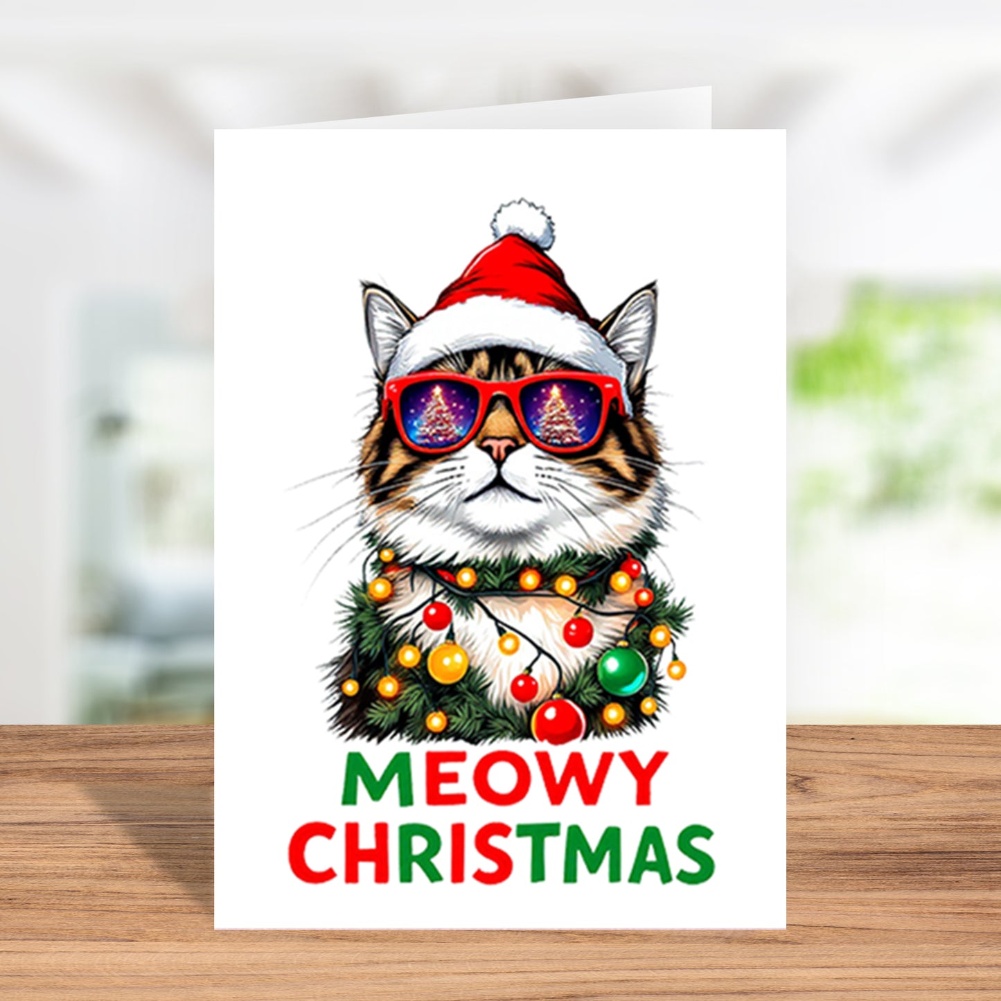 Funny Grumpy Cat "Meowy Christmas" Greeting Card