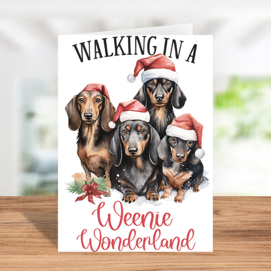 Super Cute "Walking In A Weenie Wonderland" Christmas Card