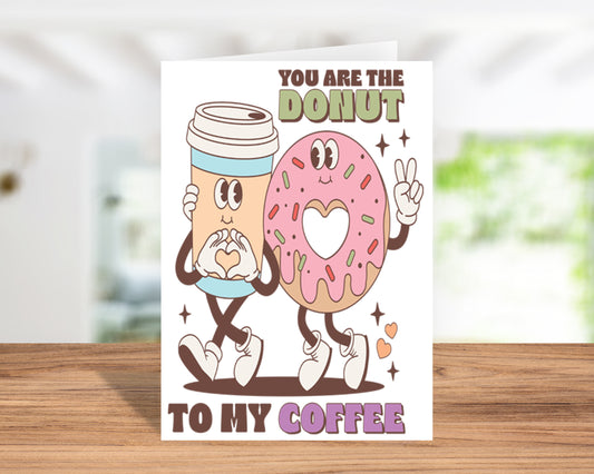 Fun "You Are the Donut to My Coffee" Handmade Valentine's Day Card