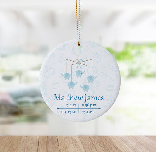 Birth Announcement Baby Boy Ornament