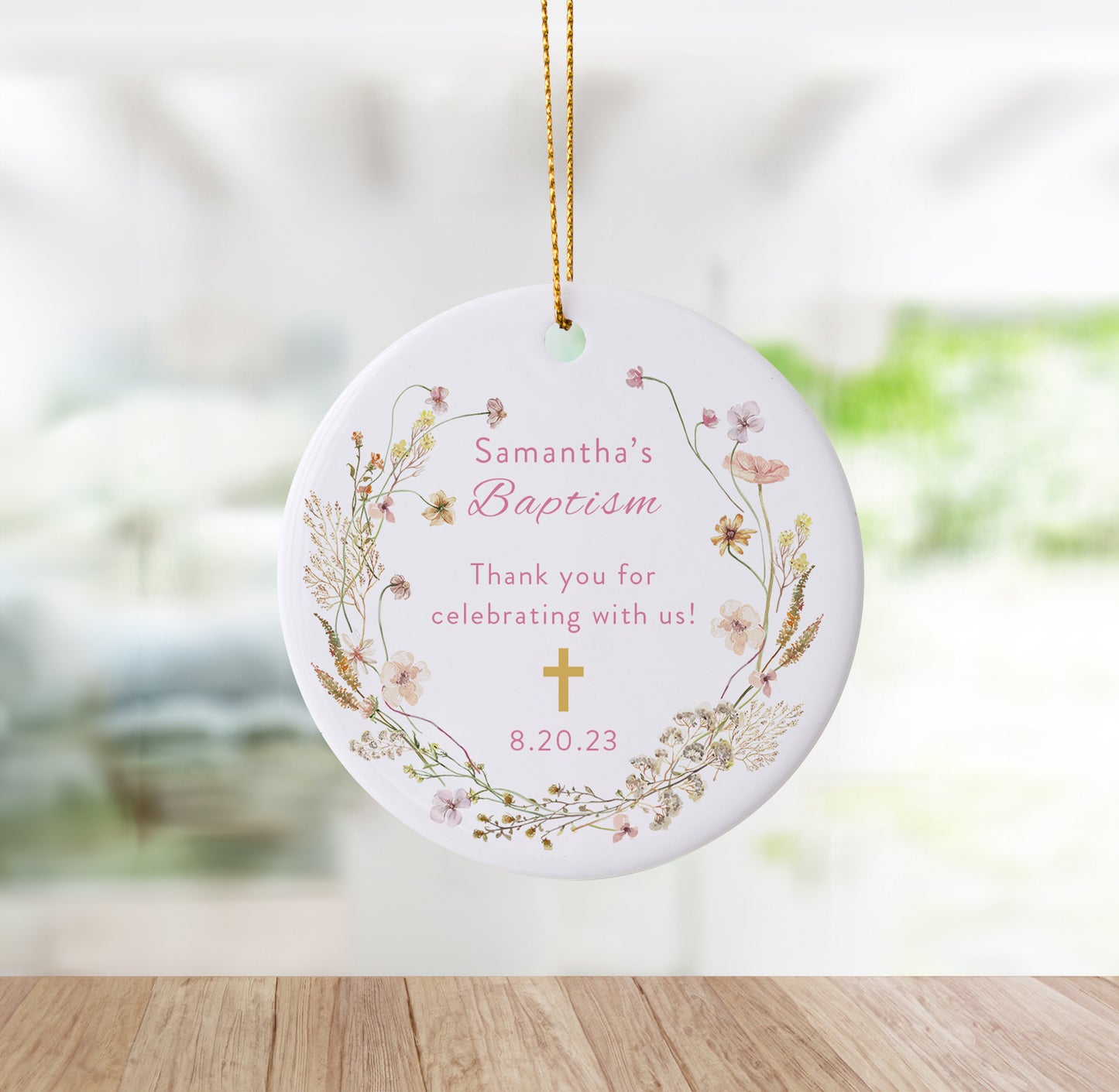 Floral Baptism Celebration Ornament