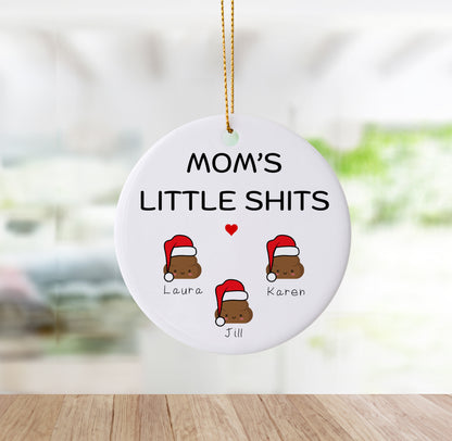 Holiday Ornament Gift for Mom with Customizable Design for Kid's Names O075