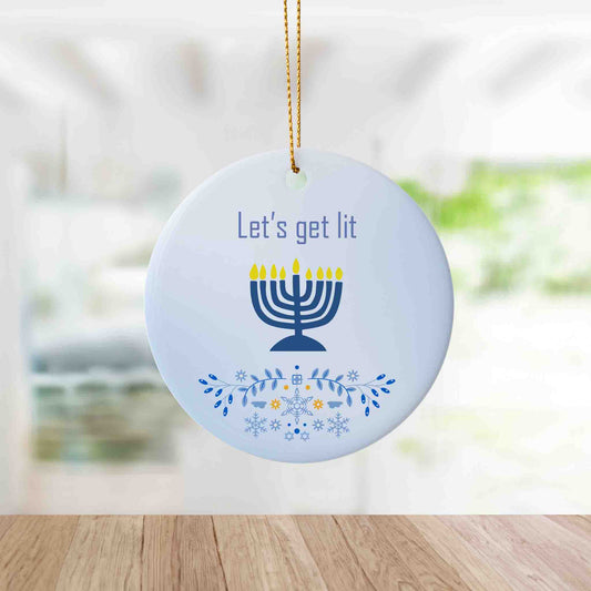 Let's Get Lit Hanukkah Menorah Ornament