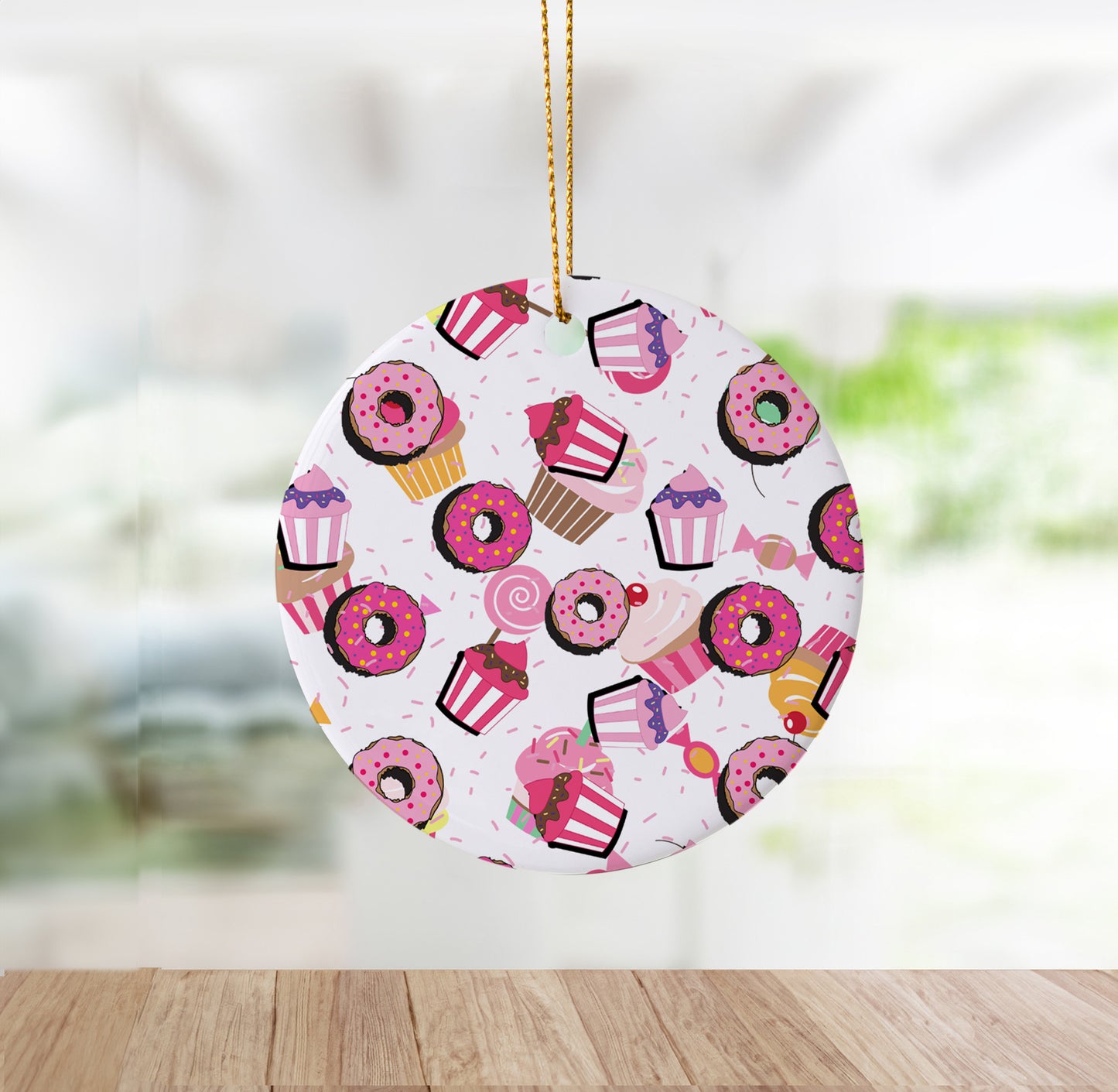 Christmas Ornament- Pink Dessert with Cupcakes and Donuts