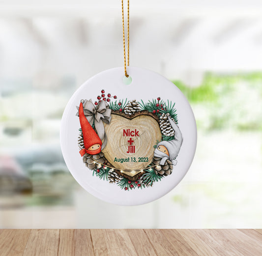 Elf Couple Christmas Ornament