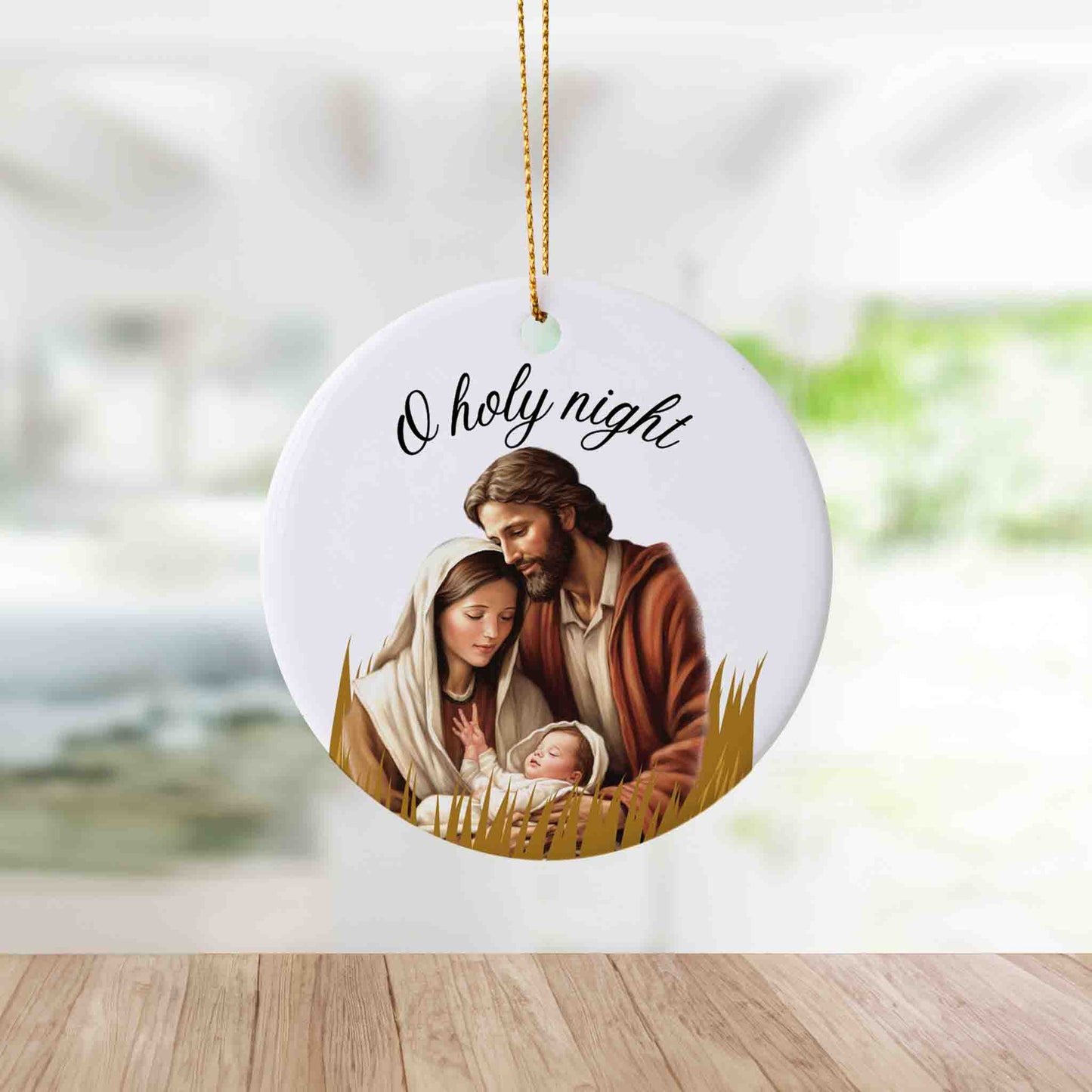 "O Holy Night" Joseph, Mary & Jesus Nativity Scene Ornament