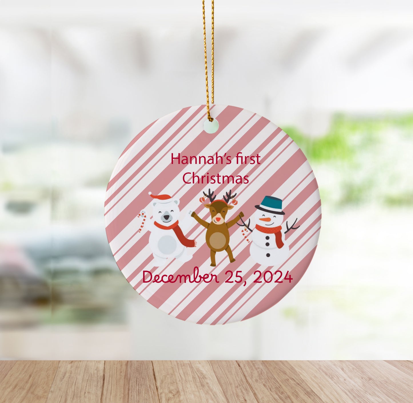 Baby's First Christmas Candy Cane Striped Holiday Ornament