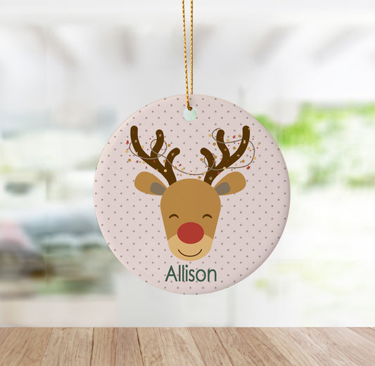 Reindeer Christmas Custom Holiday Ornament O173