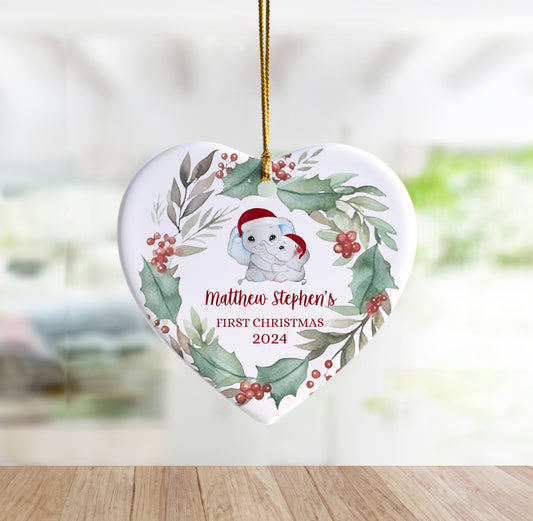 Baby First Christmas Elephant Ornament