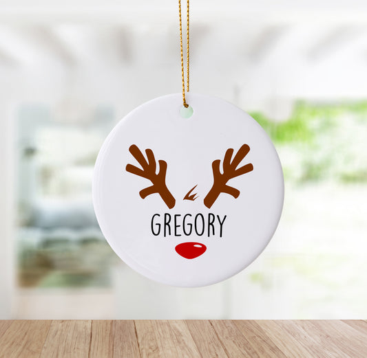 Personalized Reindeer Ornament with Name