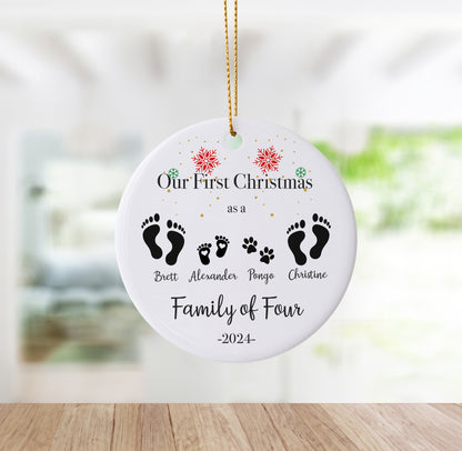 Personalized "Our First Christmas As A Family Of Four" Ornament