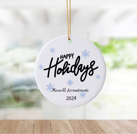 Customizable 'Happy Holidays' Snowflake Ornament