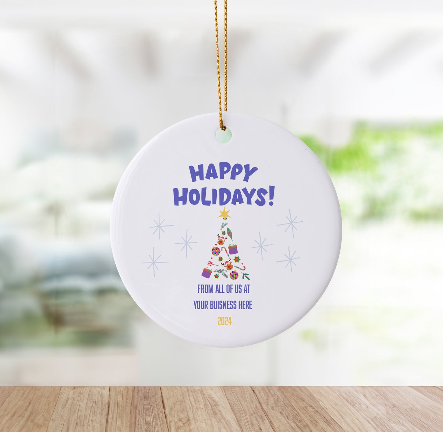 Happy Holidays! Festive Custom Business Ornament