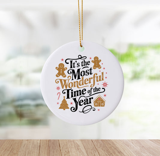 Whimsical "Most Wonderful Time of the Year" Christmas Ornament