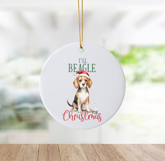 Unique "I'll Beagle for Christmas" Ornament