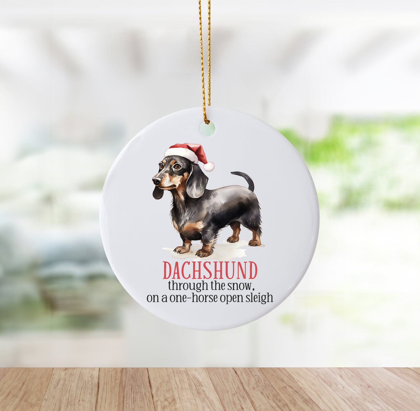 Unique "Dachshund Through The Snow" Ornament