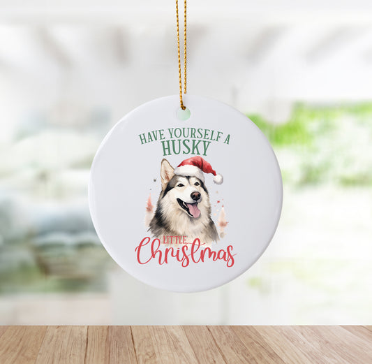 Unique "Husky Little Christmas" Ornament