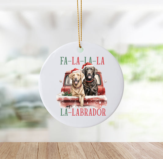 Unique "Fa-la-la-la-la-Labrador" Holiday Ornament