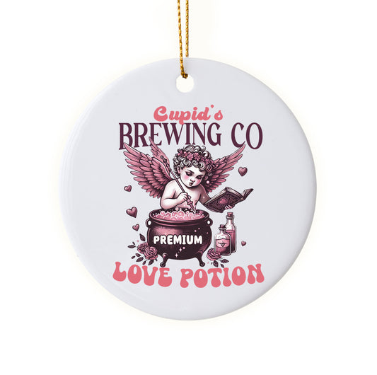 Fun "Cupid’s Brewing Co. Premium Love Potions" Holiday Ornament