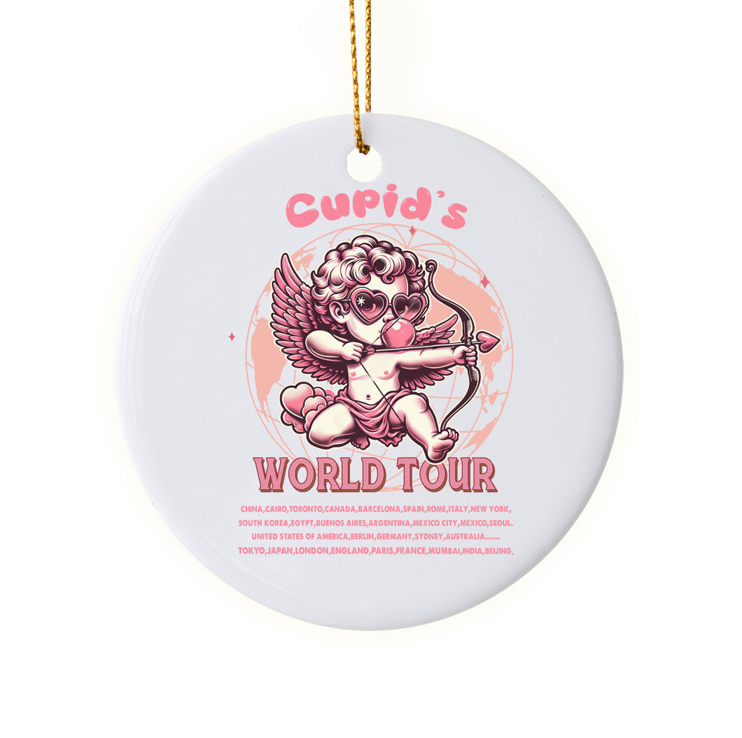 Fun "Cupid’s World Tour" Holiday Ornament