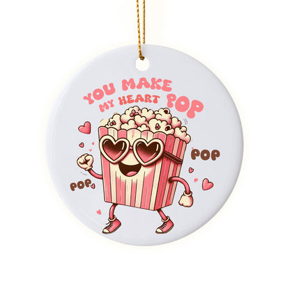 Cute "You Make My Heart Pop" Popcorn Ornament