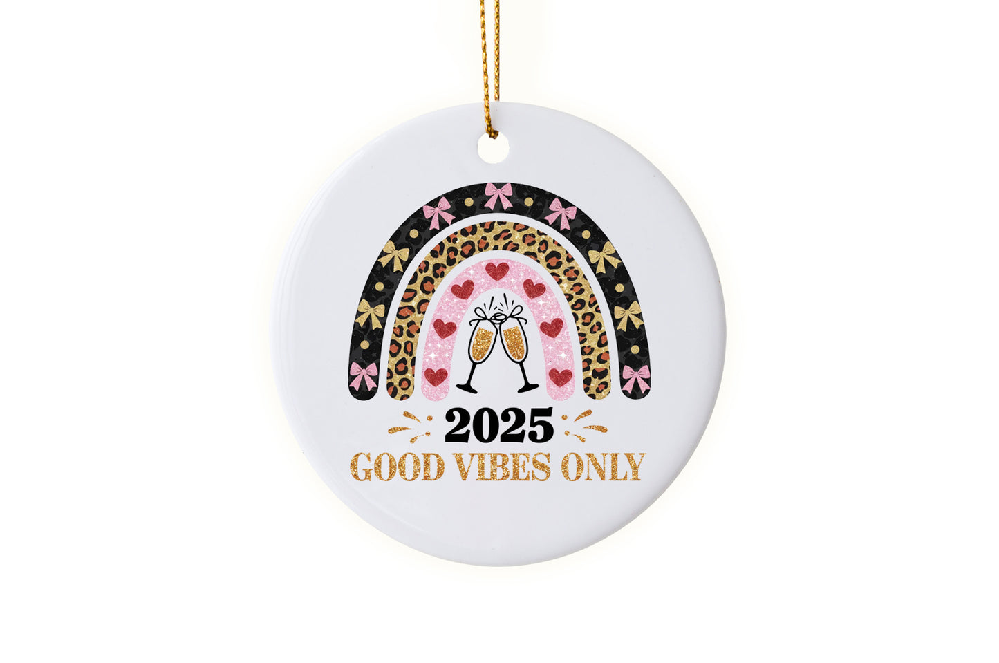 Unique "Good Vibes Only" New Year's 2025 Ornament