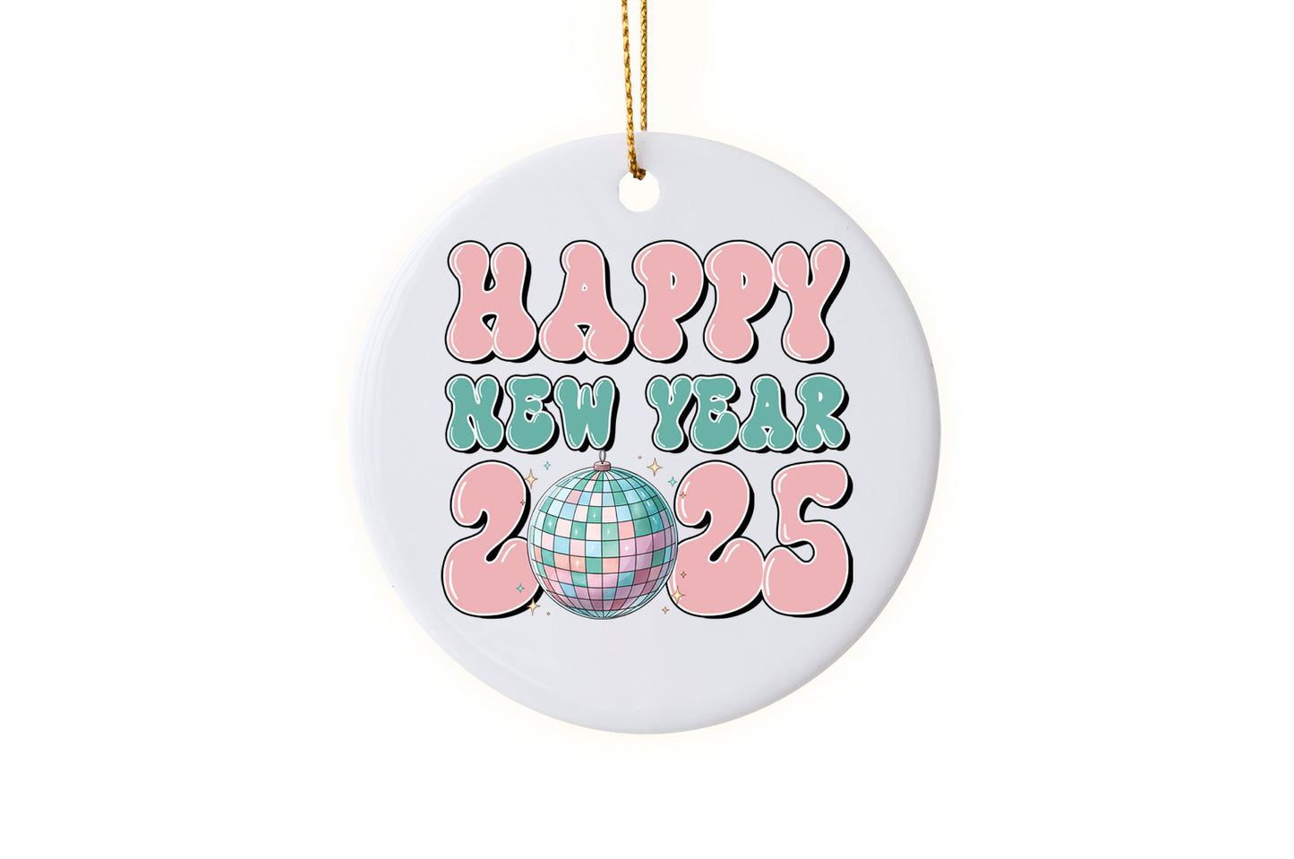 Festive "Happy New Year" 2025 Ornament