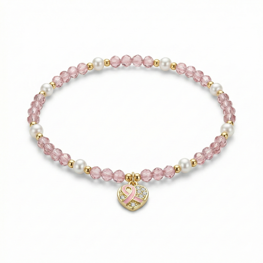 LOR – SP4 / Single Strand Crystal + Pearl Bracelet (4mm) Colon Cancer