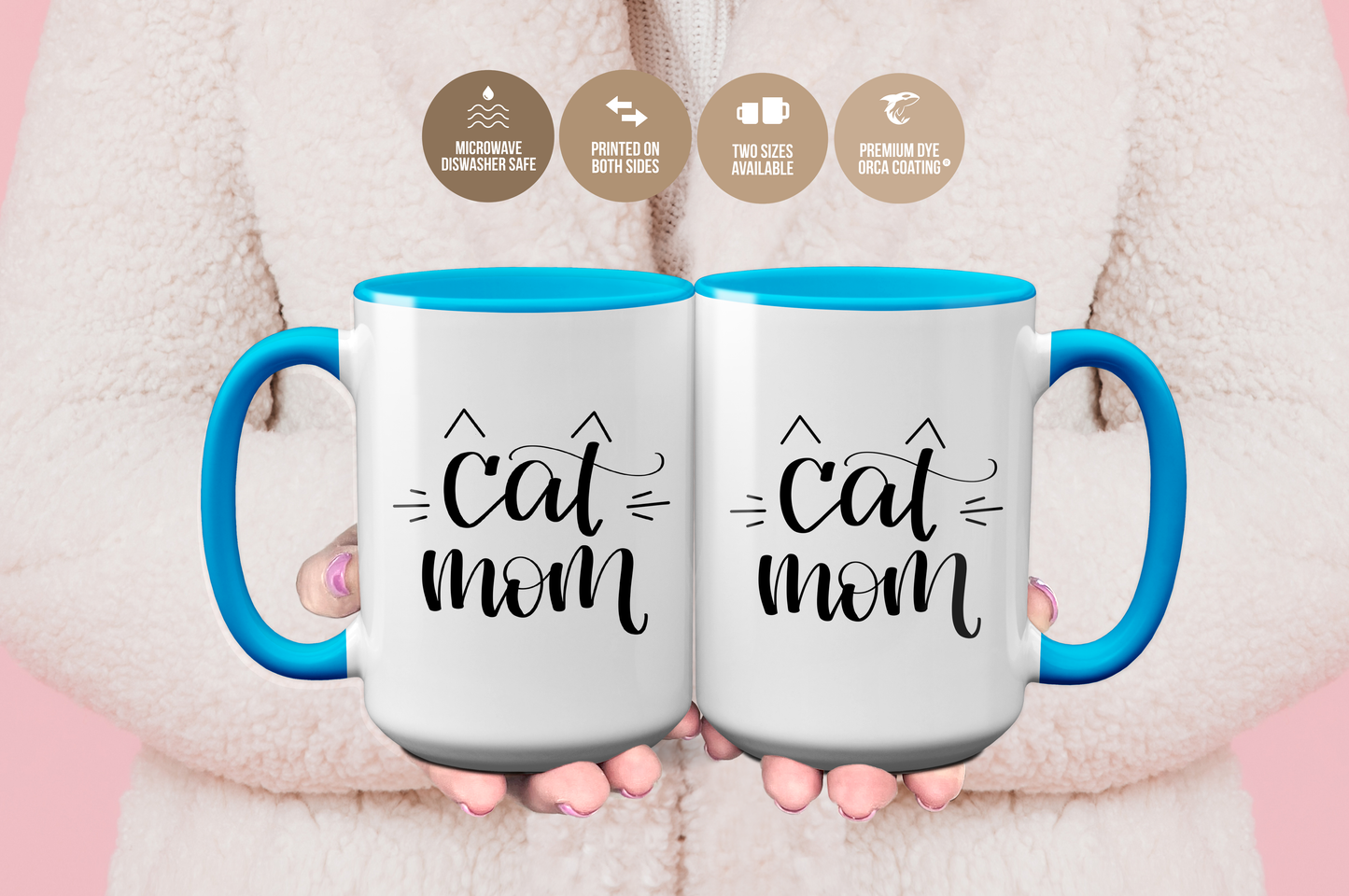 Cat Mom' With Cat Ears And Whiskers Mug