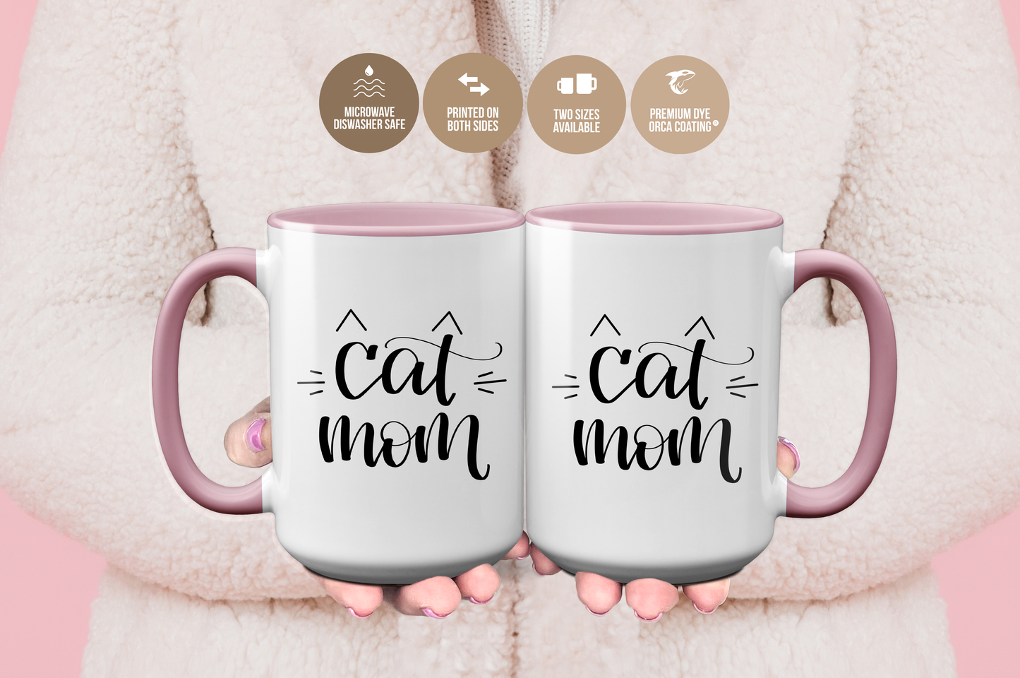 Cat Mom' With Cat Ears And Whiskers Mug