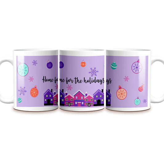 Festive "Home for the Holidays" Mug - Merry and Bright Design