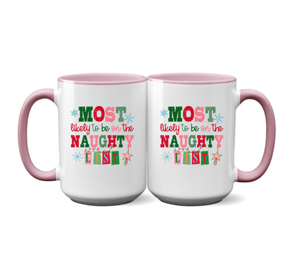 Funny "Most Likely To Be On The Naughty List" Mug