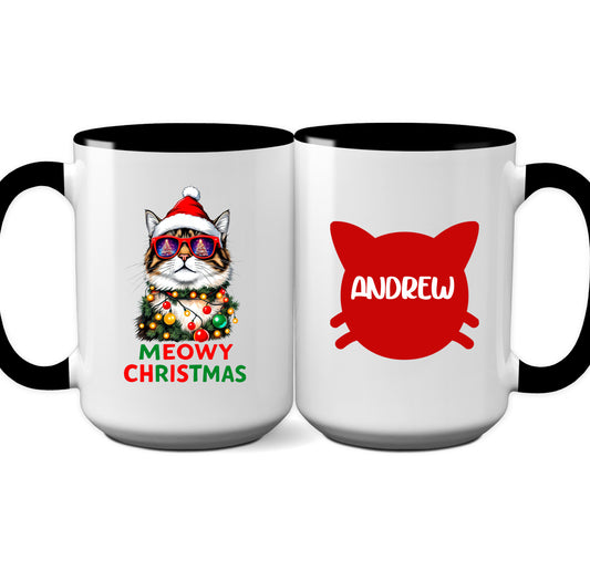 "Meowy Christmas" Personalized Holiday Cat Mug