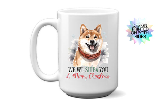 Festive "We Wi-Shiba You a Merry Christmas" Mug