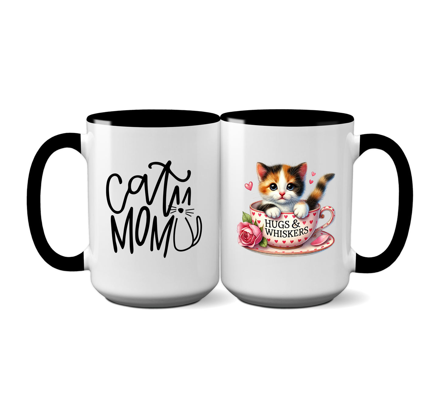 Adorable "Cat Mom" Mug with Tortoiseshell Kitten in Teacup