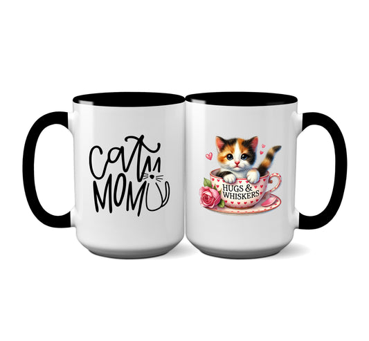 Adorable "Cat Mom" Mug with Tortoiseshell Kitten in Teacup