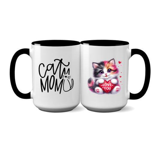 Super Cute "Cat Mom" Mug with Adorable Kitten