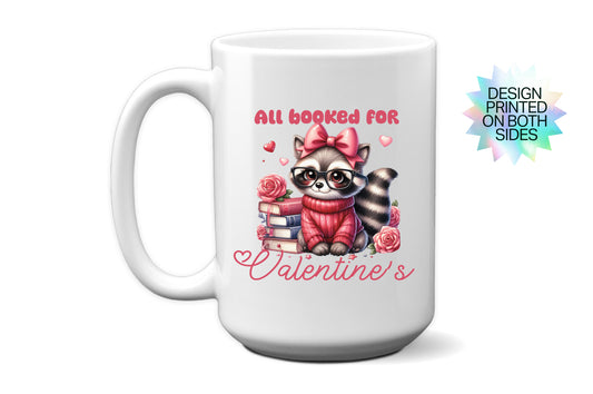 Fun "All Booked for Valentine’s" Raccoon & Books Mug