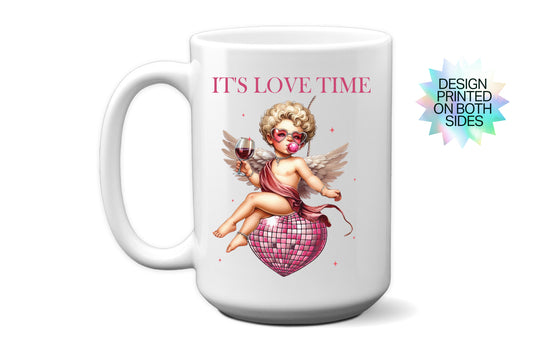 Fun "It's Love Time" Romantic Valentine's Day Mug