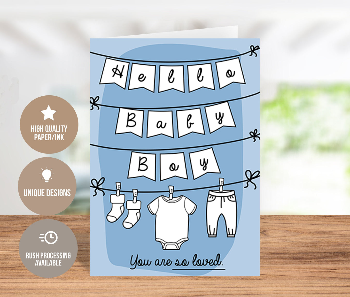 Hello Baby Boy You Are So Loved Birth Announcement Greeting Card