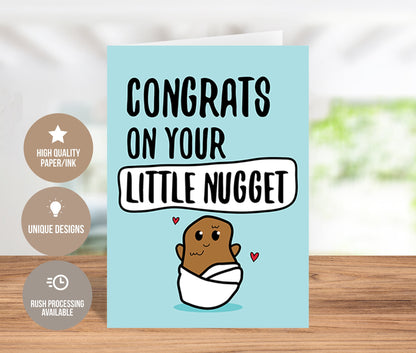 Congrats On Your Little Nugget for Boy Greeting Card