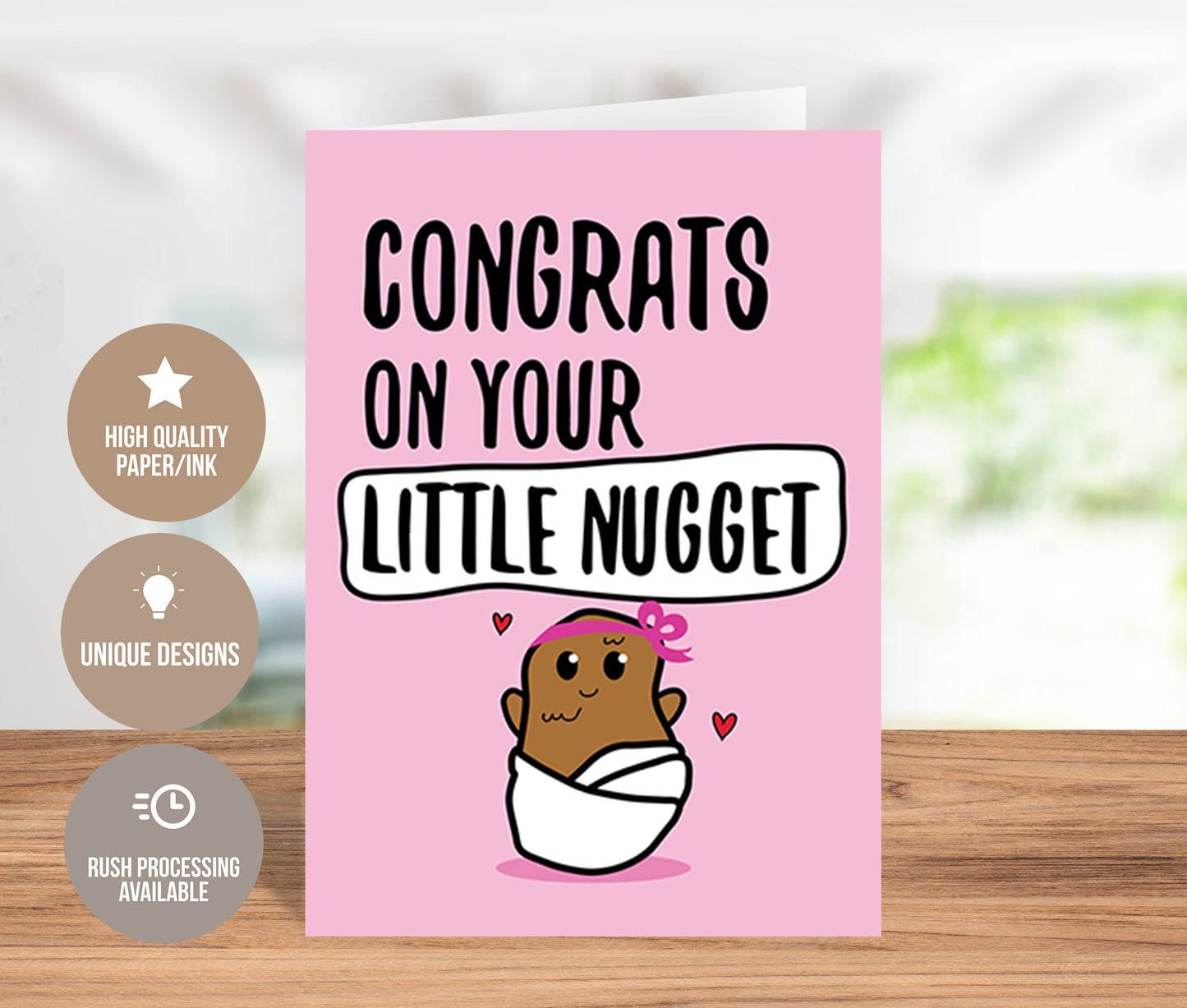 Congrats On Your Little Nugget for Girl Greeting Card