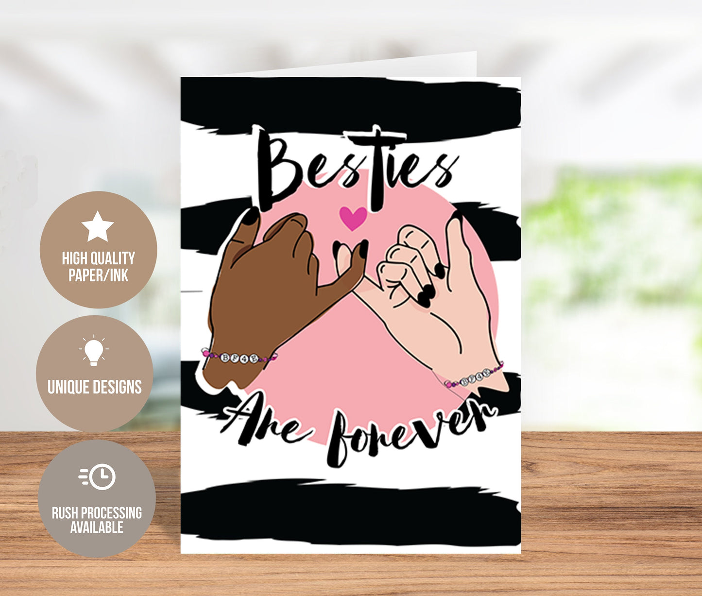 Besties Are Forever Greeting Card for Valentine's or Galentine's Day Celebration