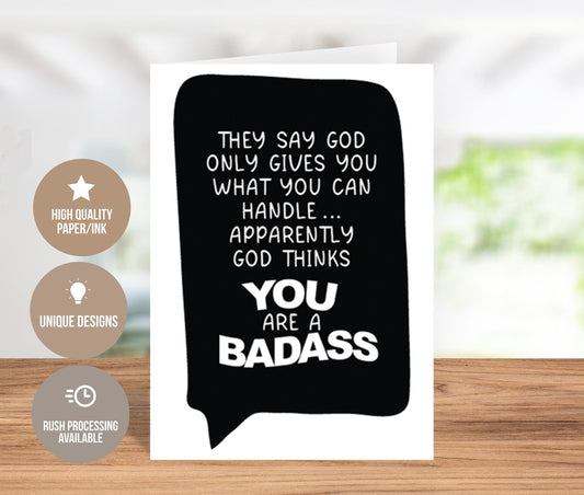 You're A Badass! Women's Day Greeting Card