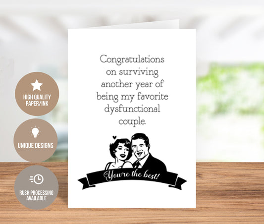 Congratulations On Surviving Another Year Funny Anniversary Card