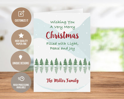 Peace and Joy Custom Christmas Greeting Card