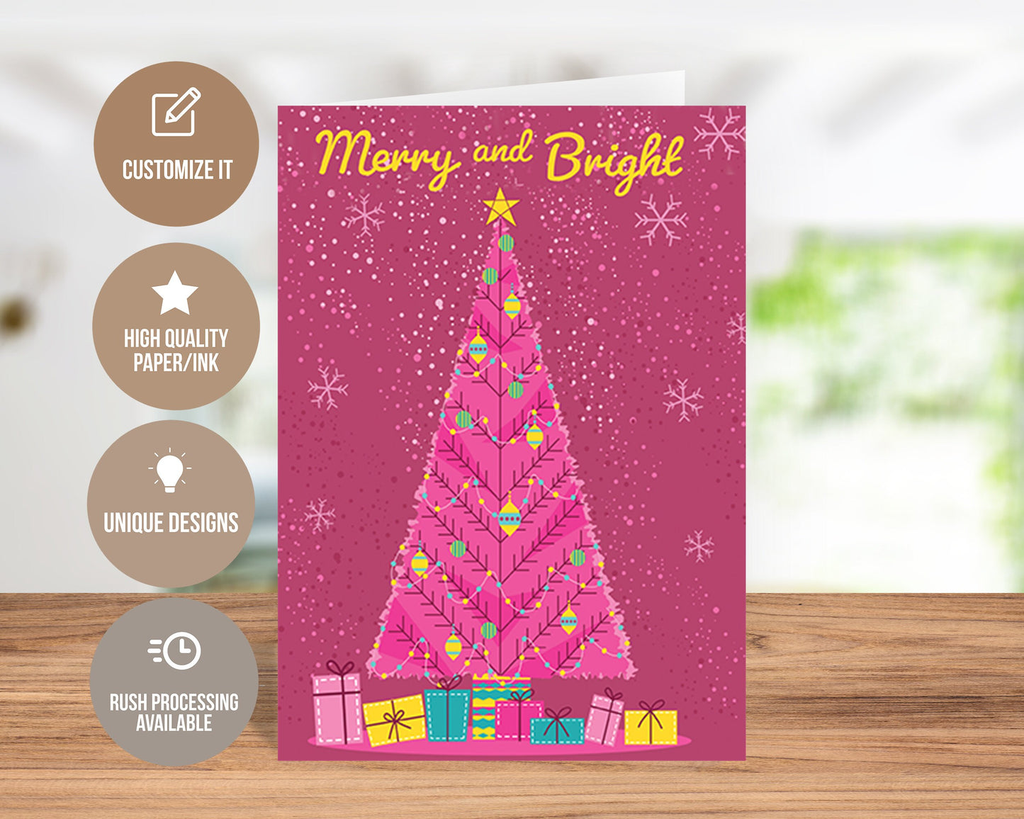 Merry and Bright Christmas Greeting Card