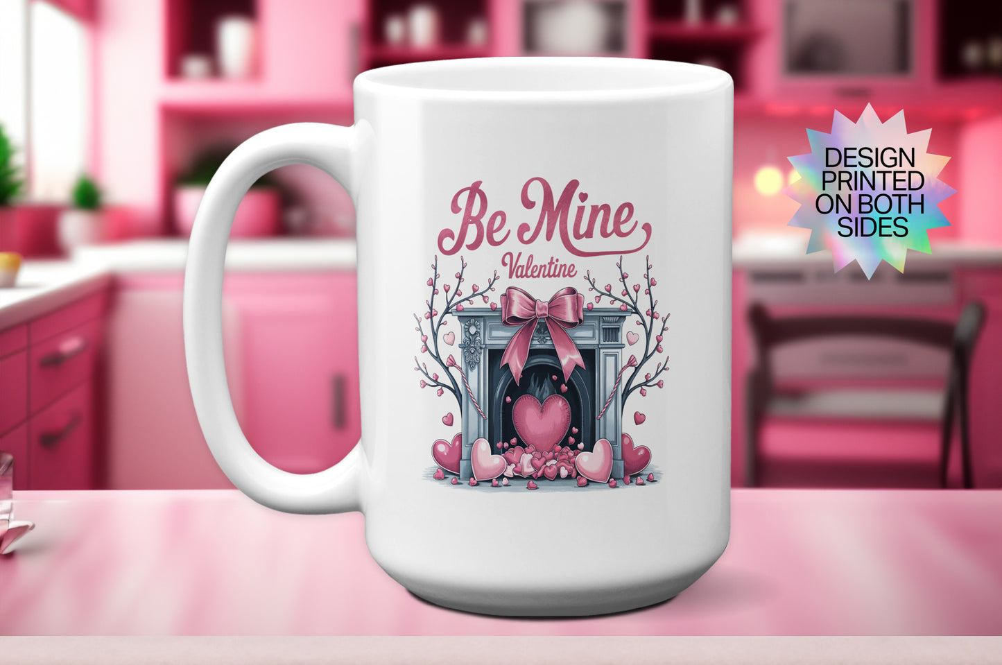 Fun "Be Mine Valentine - Cozy Fireplace Mug"