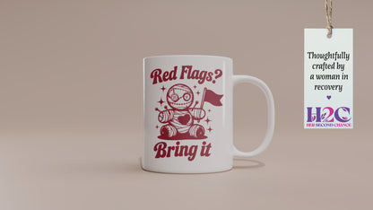 Fun "Red Flags? Bring It!" Voodoo Doll Valentine’s Day Mug