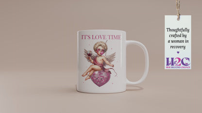 Fun "It's Love Time" Romantic Valentine's Day Mug